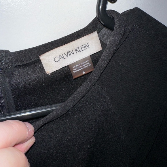 Professional black dress with long sheer sleeves - Picture 2 of 4